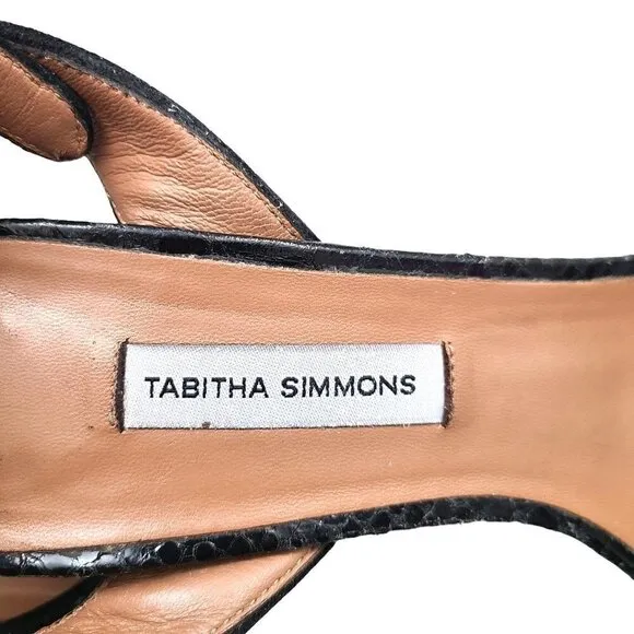 Tabitha Simmons Leticia Black Snakeskin Sandals