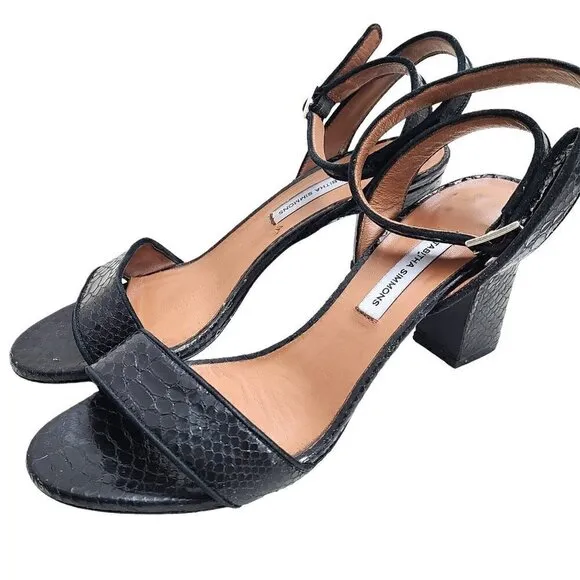 Tabitha Simmons Leticia Black Snakeskin Sandals