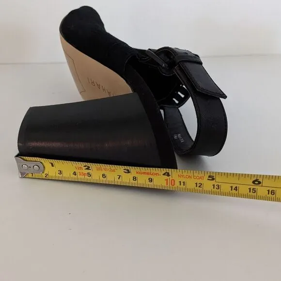 Tahari Maya Black Suede Peep Toe High Heel Sandals Women's 9