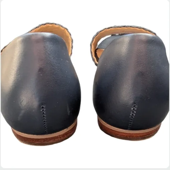 Talbots Leona Woven Nappa Leather D'Orsay Sandals Navy Size 7M
