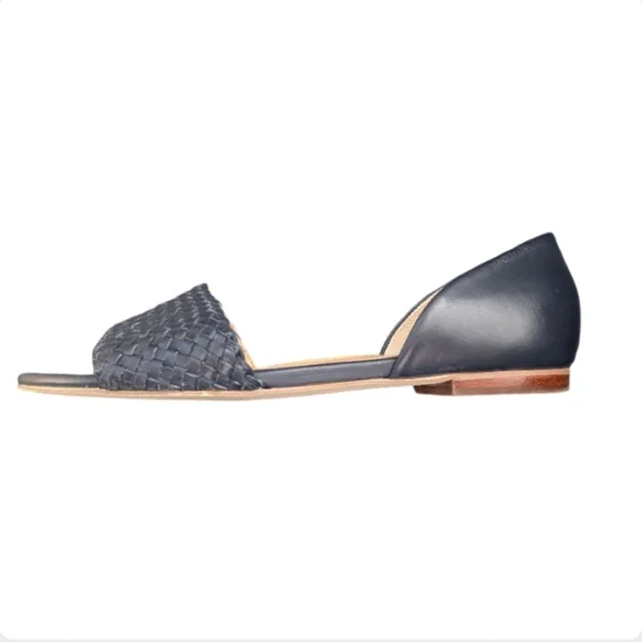 Talbots Leona Woven Nappa Leather D'Orsay Sandals Navy Size 7M