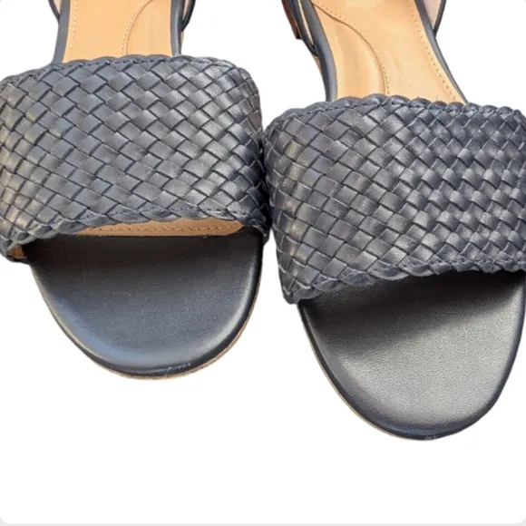Talbots Leona Woven Nappa Leather D'Orsay Sandals Navy Size 7M
