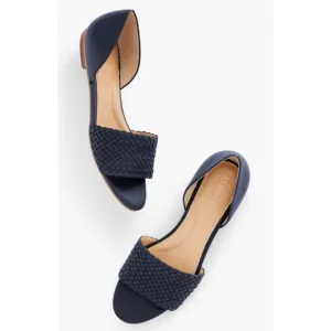 Talbots Leona Woven Nappa Leather D'Orsay Sandals Navy Size 7M