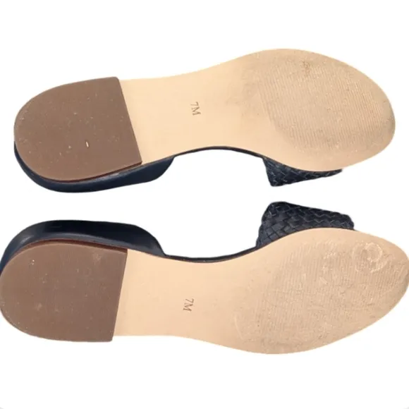 Talbots Leona Woven Nappa Leather D'Orsay Sandals Navy Size 7M