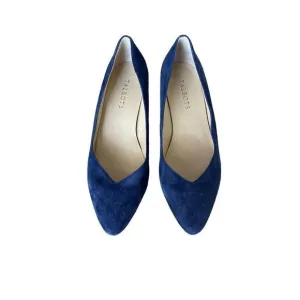 Talbots Womens Indigo Blue Suede Slip On Laney Wedge Heels Pump Shoes Size 7.5M