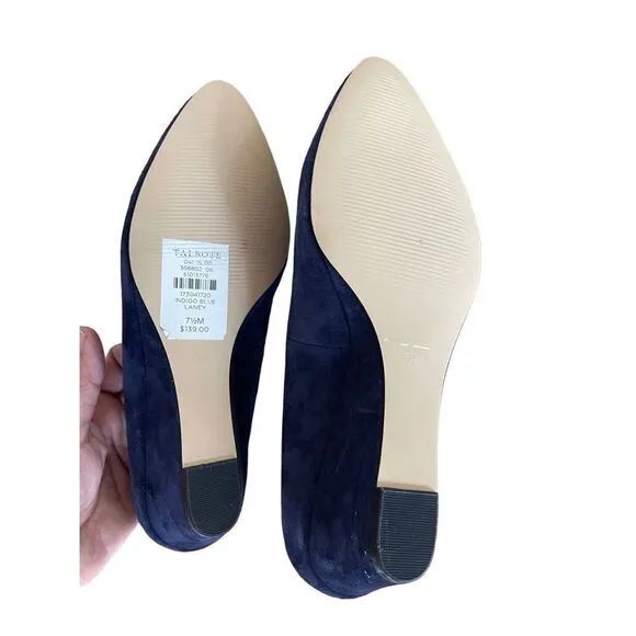 Talbots Womens Indigo Blue Suede Slip On Laney Wedge Heels Pump Shoes Size 7.5M
