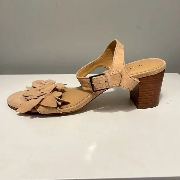 Talbots Women's Blush Tan Strappy Flower Buckle Heel Sandals Size 6.5