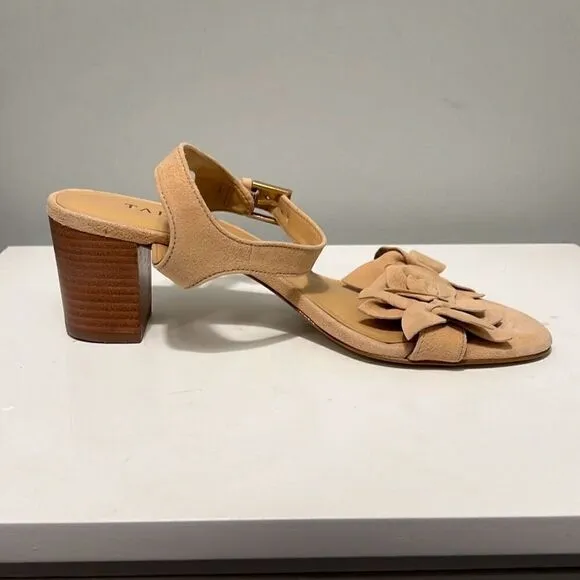 Talbots Women's Blush Tan Strappy Flower Buckle Heel Sandals Size 6.5