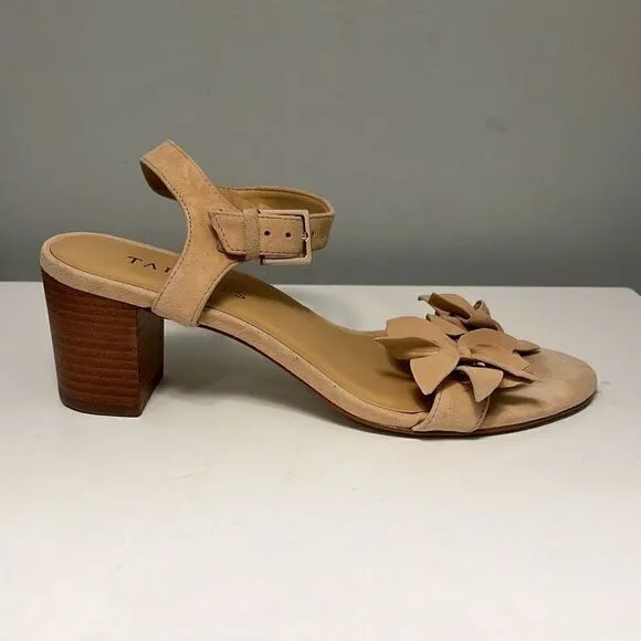 Talbots Women's Blush Tan Strappy Flower Buckle Heel Sandals Size 6.5