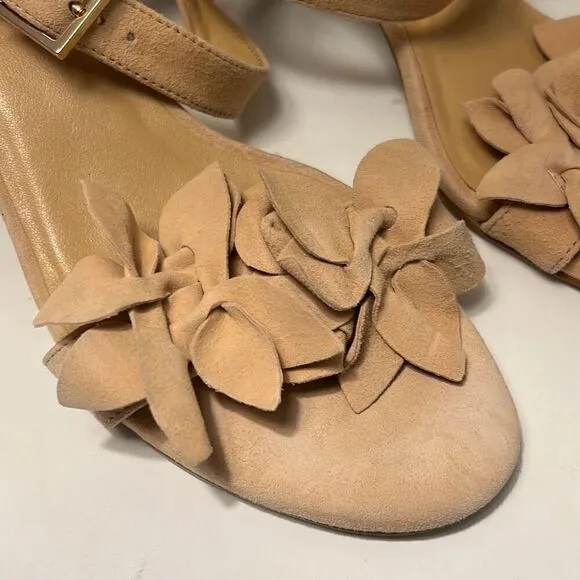 Talbots Women's Blush Tan Strappy Flower Buckle Heel Sandals Size 6.5
