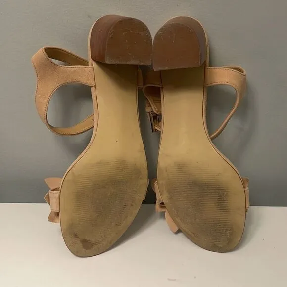 Talbots Women's Blush Tan Strappy Flower Buckle Heel Sandals Size 6.5