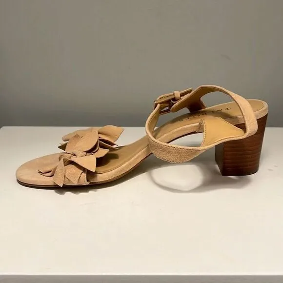 Talbots Women's Blush Tan Strappy Flower Buckle Heel Sandals Size 6.5