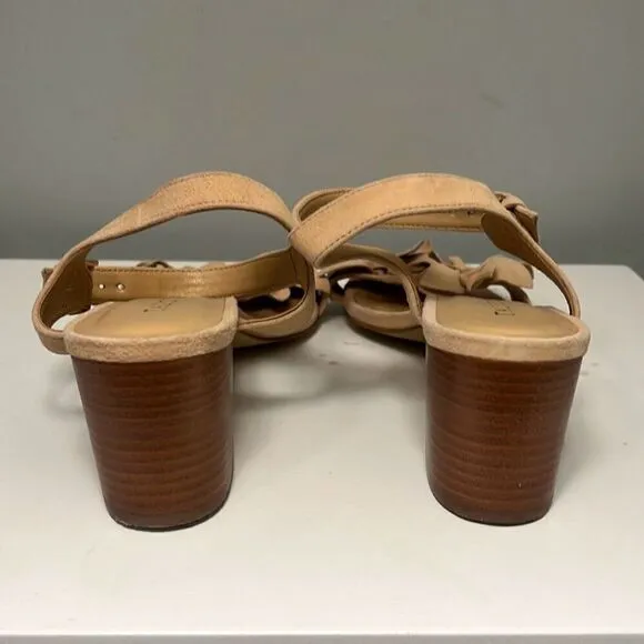 Talbots Women's Blush Tan Strappy Flower Buckle Heel Sandals Size 6.5