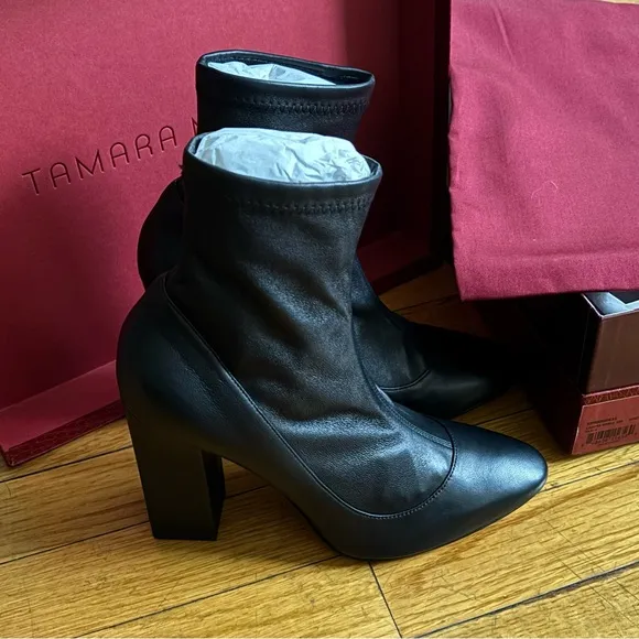 Tamara Mellon Caress Ankle 105 Napa Leather Boots 37.5