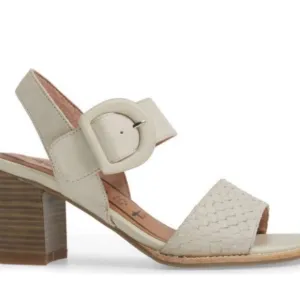 Tamaris Danni Cream Block Heel Leather Sandals Size 38 US