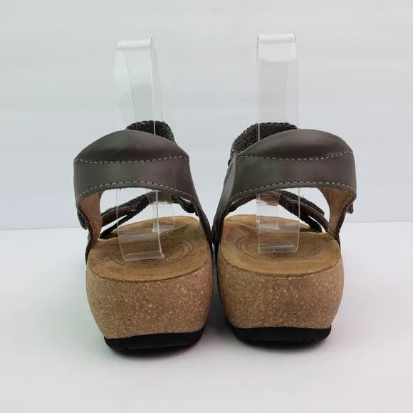 Taos Trulie Womens Size EU 40 US 9-9.5 Gray Leather Cork Footbed Wedge Sandals
