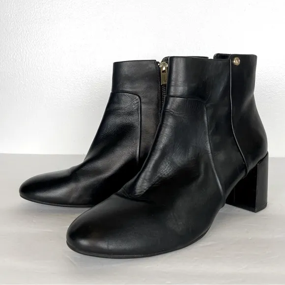Taryn Rose Camille Women's Ankle Boots Size 40 US 9.5 Black Leather Block Heel
