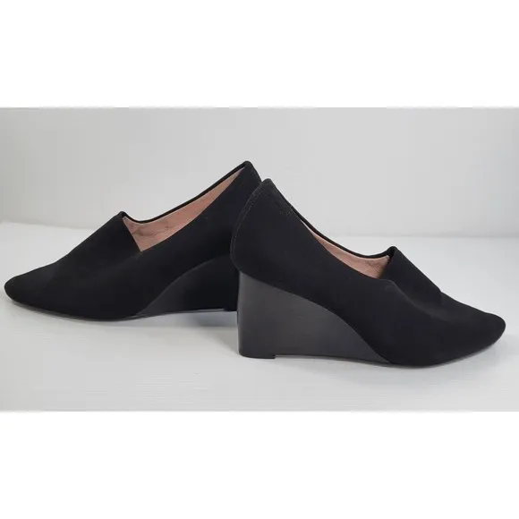 Taryn Rose Yvonne Black Pumps Shoes Womens Size 10 Stacked Wedge 3&quot; Heels