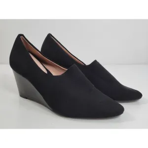 Taryn Rose Yvonne Black Pumps Shoes Womens Size 10 Stacked Wedge 3&quot; Heels