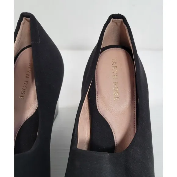 Taryn Rose Yvonne Black Pumps Shoes Womens Size 10 Stacked Wedge 3&quot; Heels