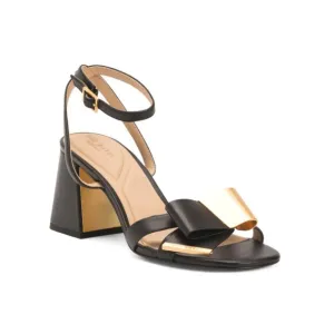 TED BAKER Black Leather Milly Bow Heeled Sandals