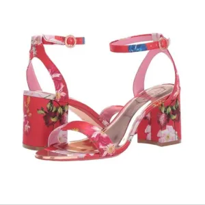 Ted Baker Rozie Satin Floral Print Heeled Sandals Size 40