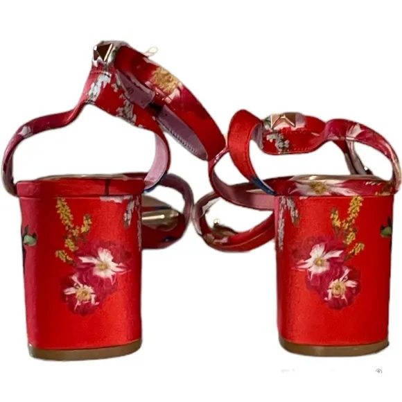 Ted Baker Rozie Satin Floral Print Heeled Sandals Size 40
