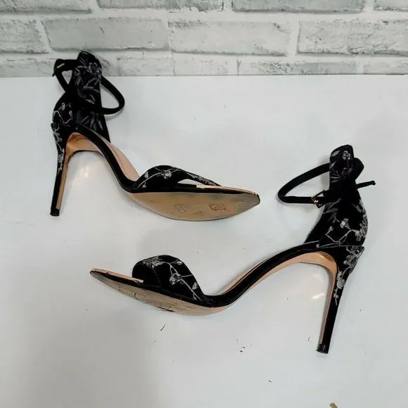 Ted Baker London 41 US10.5 NIKOAL Floral Embroidered‎ Ankle Strap Sandals Heels