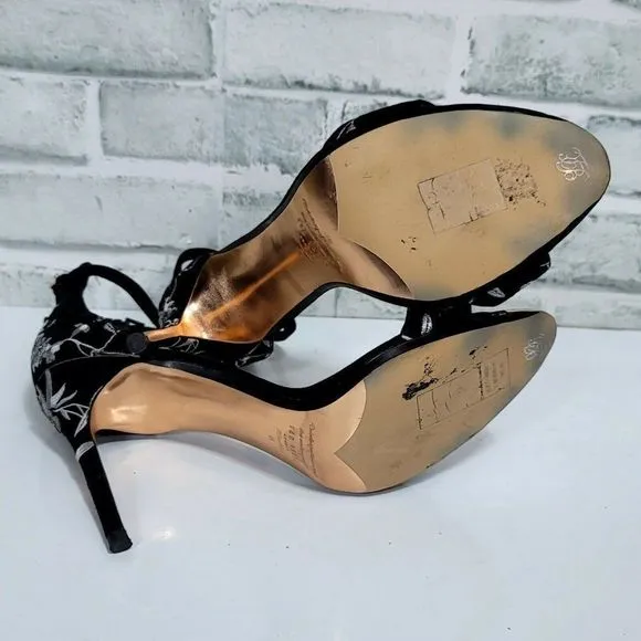 Ted Baker London 41 US10.5 NIKOAL Floral Embroidered‎ Ankle Strap Sandals Heels