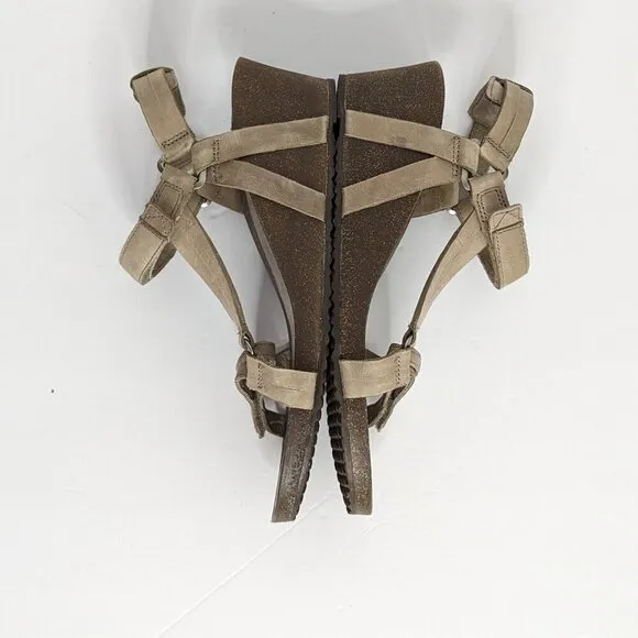 Teva Cream Tan Double Strappy Ysidro Wedge Hook and Loop Closure Sandals