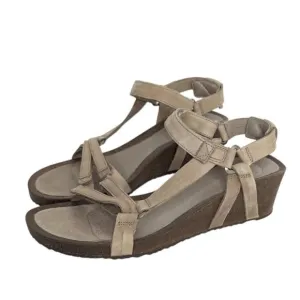 Teva Cream Tan Double Strappy Ysidro Wedge Hook and Loop Closure Sandals