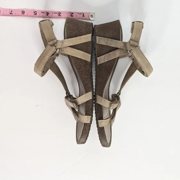 Teva Cream Tan Double Strappy Ysidro Wedge Hook and Loop Closure Sandals