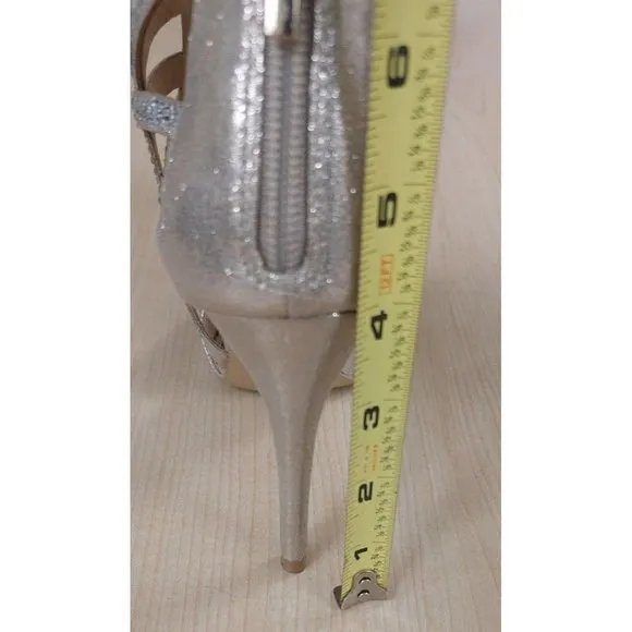 Thalia Sodi Serenagld Champagne Sparkle Evening Dress Strappy Heels Shoes Size 6