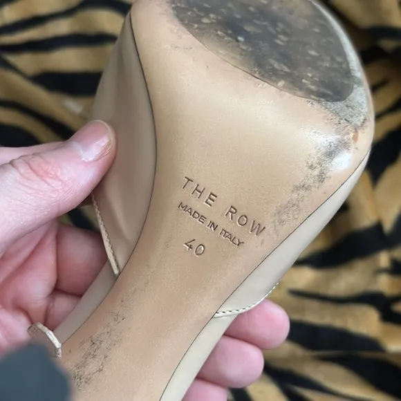 The Row Cream High Heel Slingback Shoes