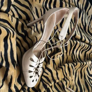 The Row Cream High Heel Slingback Shoes