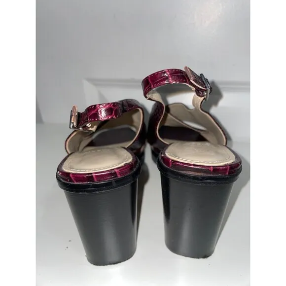 Theory Cross Lug Heel in Croc Print Leather Sandals size 38/US 8 made in Italy