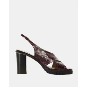 Theory Cross Lug Heel in Croc Print Leather Sandals size 38/US 8 made in Italy