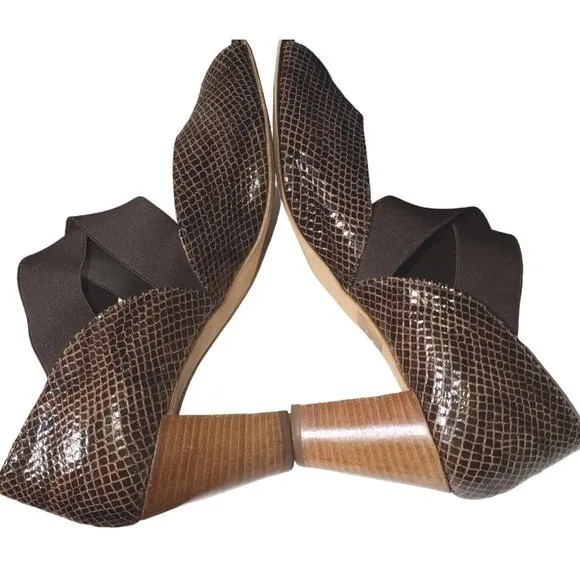 Thierry Rabotin Brown Snake Cross Strap Open-Toe Heel Sandal 38.5 US 8 /8.5 SB1