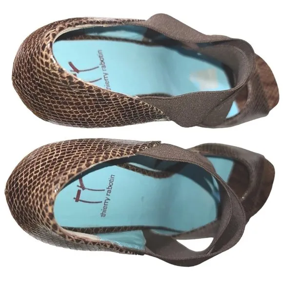 Thierry Rabotin Brown Snake Cross Strap Open-Toe Heel Sandal 38.5 US 8 /8.5 SB1