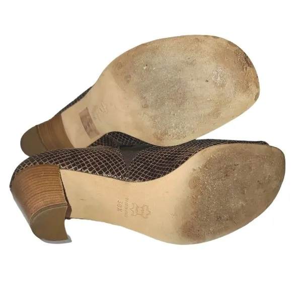 Thierry Rabotin Brown Snake Cross Strap Open-Toe Heel Sandal 38.5 US 8 /8.5 SB1