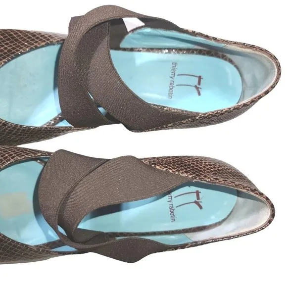 Thierry Rabotin Brown Snake Cross Strap Open-Toe Heel Sandal 38.5 US 8 /8.5 SB1
