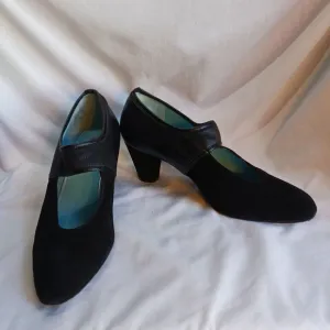 Thierry Rabotin shoes Black Suede/ Leather Pumps Heels Dancing Italy SZ 41