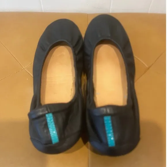 Tieks Black Leather Ballet Flats Comfortable Shoes Travel Casual Work Size 7