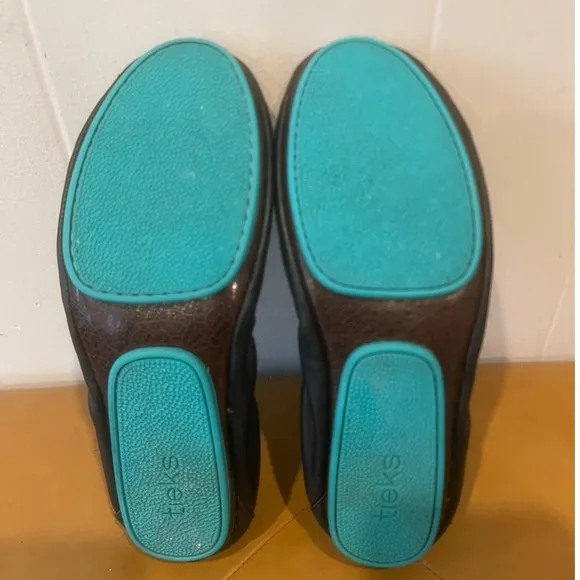 Tieks Black Leather Ballet Flats Comfortable Shoes Travel Casual Work Size 7