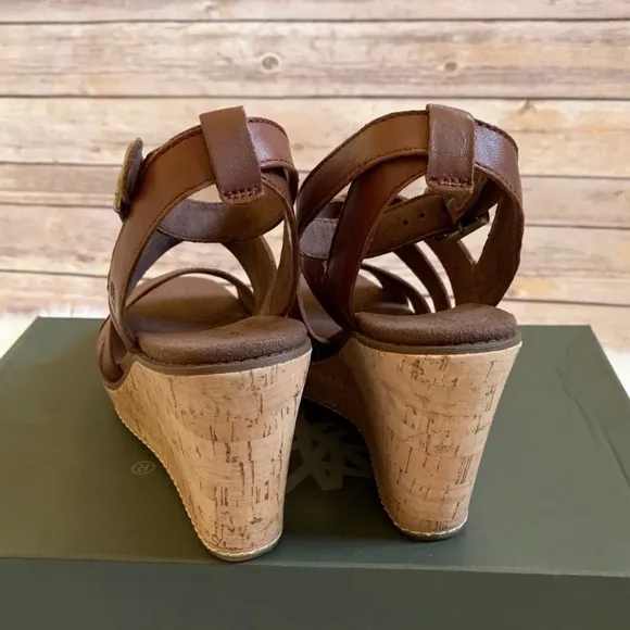 Timberland Danforth Brown Leather Wedge Sandals