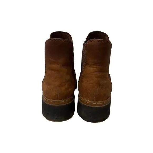 Timberland Graceyn Womens Size 10 Brown Leather Block Heel Pull On Ankle Boots