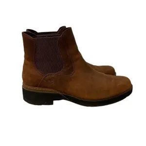 Timberland Graceyn Womens Size 10 Brown Leather Block Heel Pull On Ankle Boots
