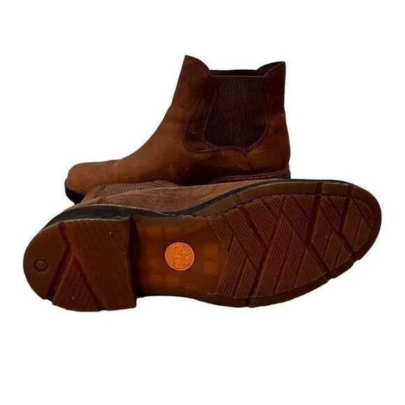 Timberland Graceyn Womens Size 10 Brown Leather Block Heel Pull On Ankle Boots