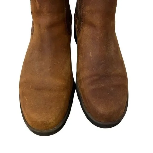 Timberland Graceyn Womens Size 10 Brown Leather Block Heel Pull On Ankle Boots