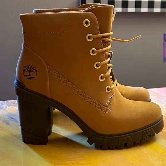 Timberland Lana Block Heel Wheat Nubuck Bootie Boots